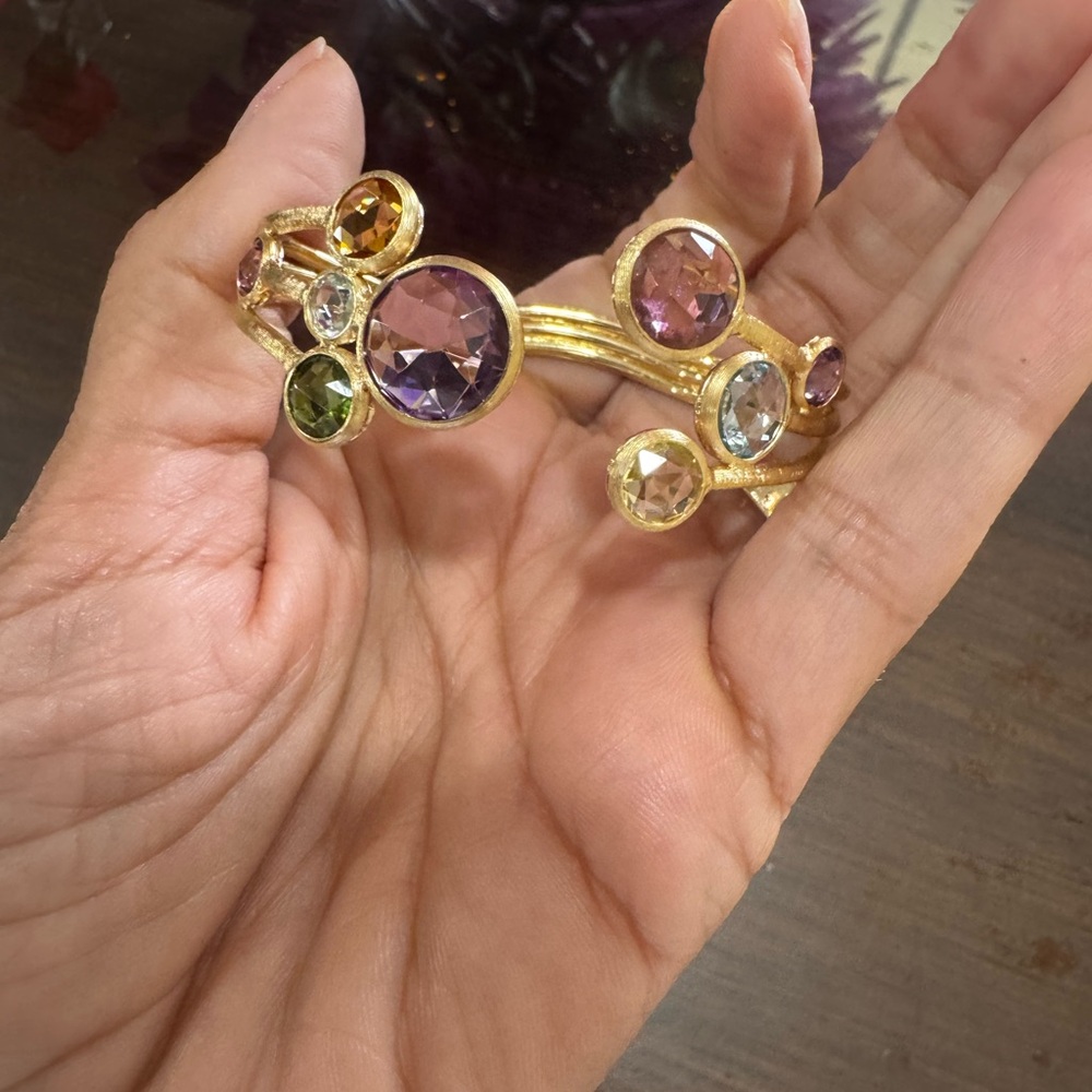 Gorgeous Marco Bicego 18k YG Multi-Gemstone Cuff Bracelet – Jaipur Collection - Picture 16 of 17